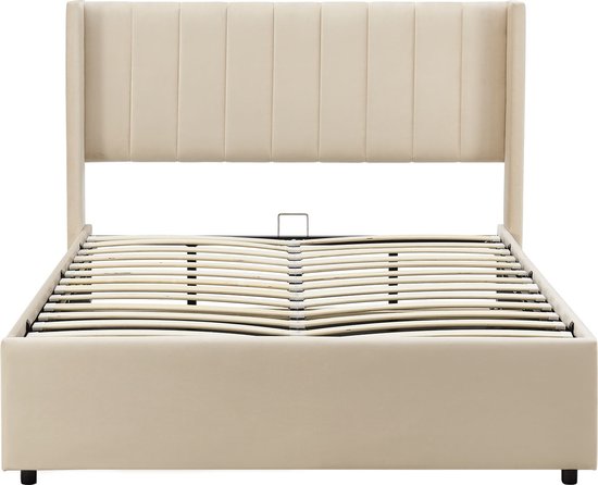 Gestoffeerd bed Savona - 200 x 120 cm - Beige - Incl. Bedlade