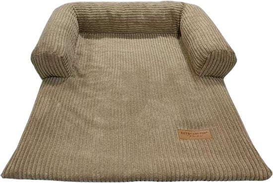 By Cee Cee Origineel Hondendeken Bank – Hondenkleed Bank - Hondenmand - Premium - Volledig Afritsbaar - Ribstof - Mokka Taupe - 75x90 - Maat S
