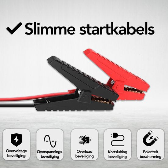 Brixy Jumpstarter voor Auto - 2200A / 16.000 mAH - 4-in-1 Starthulp - LED Zaklamp, SOS Noodlicht en Powerbank - Rood/Zwart