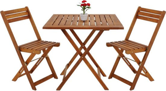 Casaria Balkonset – Inklapbaar Acaciahout – 2 Stoelen & Tafel – 58 x 60 x 71 cm – Bruin