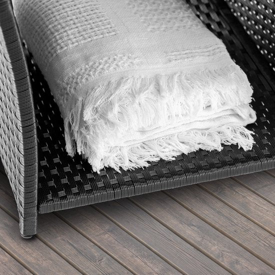 Casaria Polyrattan Bijzettafel - WPC Tafelblad 45x45x40cm – Zwart