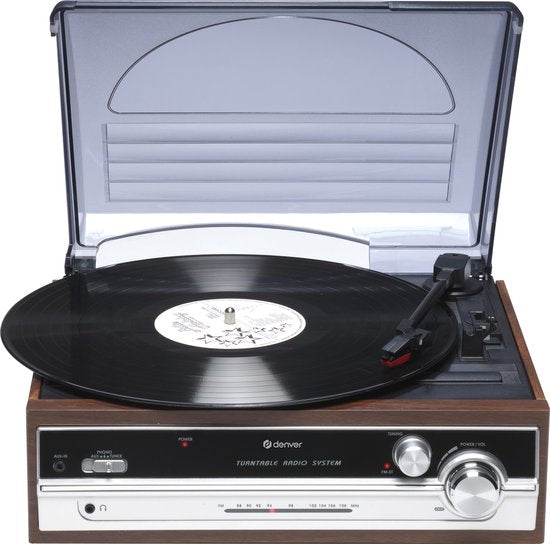 Denver Retro platenspeler - Ingebouwde Speakers - FM Radio - Auto-stop Functie - AUX - Phono - VPR190