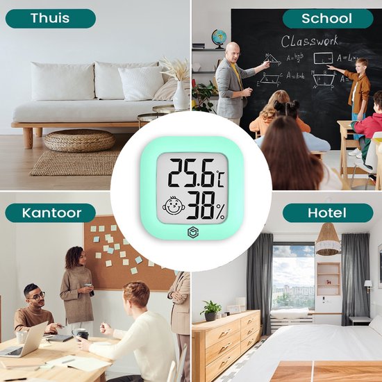 Ease Electronicz Hygrometer - Weerstation - Luchtvochtigheidsmeter - Thermometer Voor Binnen - Incl. Batterij en Plakstrip