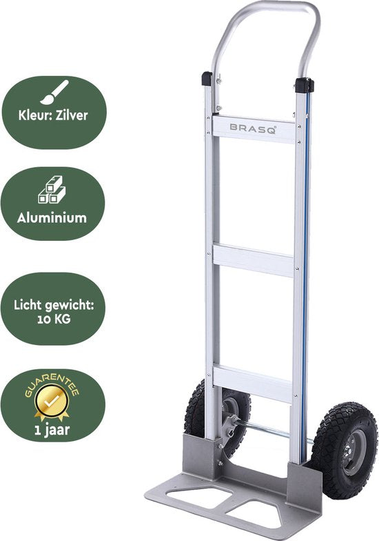 BRASQ Steekwagen Opvouwbaar Aluminium - Draagvermogen 250 KG - Transportwagen - Plateauwagen - Steekkar