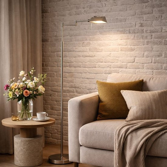 Vloerlamp GlowGo 4603ST – Draaibaar en kantelbaar, staal, draadloze LED verlichting met accu, Mexlite
