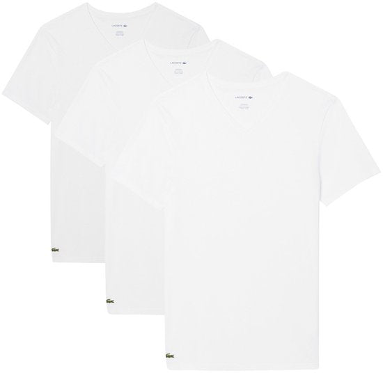 Lacoste heren 3P - V-hals shirts - basic - Maat L - Wit