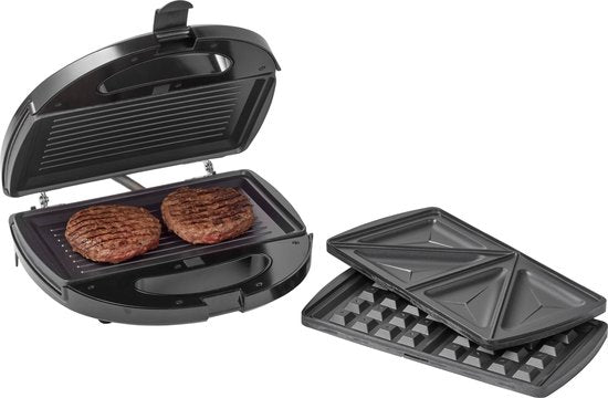 Tomado TGM2000B - Multigrill 3 in 1 - Inclusief tosti en wafelplaten - 750 watt - Zwart