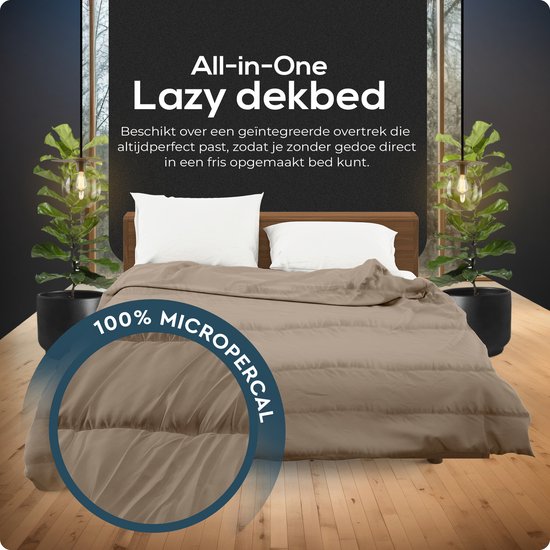Sleeptime 2 in 1 Dekbed - Dekbed zonder Overtrek Inclusief Kussenslopen - 200x200 - Taupe