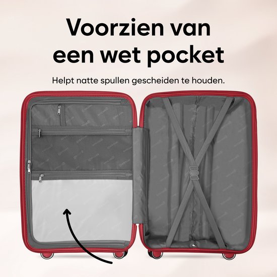 SKYCASES Travel One 4-delige Kofferset – Handbagage & Check-in Koffers – 32L/60L/98L – Cijferslot – 360° Geruisloze Wielen – Lichtgewicht & Stevig – Modern Design - Rood V2