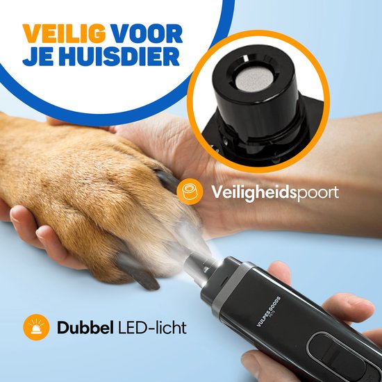 Vulpes Goods®Huisdier Elektrische Nagelvijl - Diamant Vijlkop - Oplaadbaar - Zwart