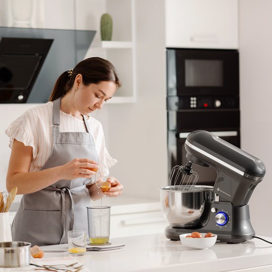 KitchenBrothers Keukenmachine - Keukenrobot - 5L - Keukenmixer - 1200W - Antraciet
