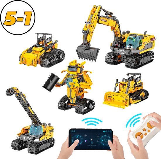 Qualitá® Robot Bouwpakket 5 in 1 – Educatief Speelgoed – Robot Speelgoed - Robot Bouwpakket - STEM speelgoed – Programmeren Voor Kinderen - Interactief Speelgoed – 736 Onderdelen – 7-9 Jaar