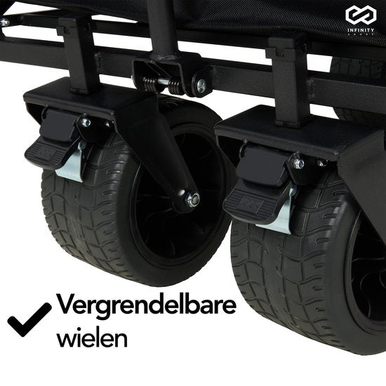 Infinity Goods Bolderkar XL - Opvouwbaar - 180KG Draagkracht - Draaibare Wielen - 95 x 57 x 96 CM - Verstelbaar - Zwart