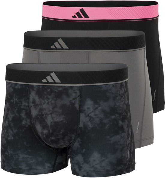 adidas Active Flex 3-Pack Microfiber Boxers - Heren - Sportondergoed - Stretch - Vochtregulerend - Zwart/Grijs - Maat XL