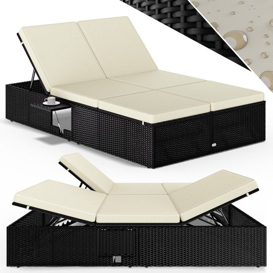 Casaria Ligbed - Tweepersoons Verstelbaar 200x115 - Zwart Crème