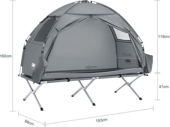 SoBuy OGS32-II-HG Opblaasbare Camping Tent - Grijze Textiel 193x161cm