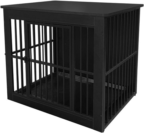 Hondenhok - Hondenbench - bench voor kleine en middelgrote honden - hondenkooi - voor binnen - inclusief hygiënische bak voor in het hok - 80.5 cm x 59 cm x 70 cm