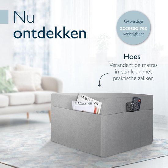 Beautissu VS95 – Premium Opvouwbaar Matras L 80X200cm – Extra Dik 14cm Traagschuim Vouwmatras H3 – Wasbaar – Eenvoudig Transport – Grijs