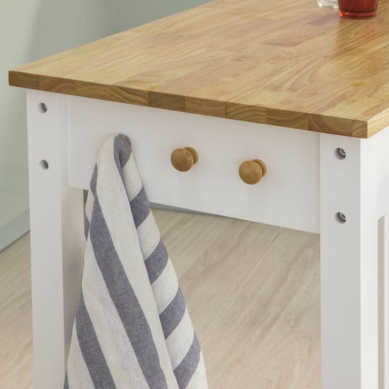 SoBuy FWT50-WN Bartafel met 2 Krukken - Wit Houten Keukentafelset