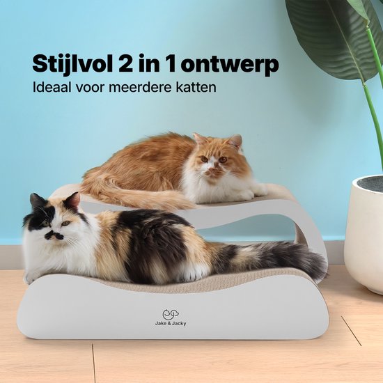 Jake en Jacky Krabkarton voor Katten 2 in 1 model - Krabpaal Karton - Krabplank - Krabmand - Krabmeubel - Kartonnen Krabmat - Kattenmand - Kattenbed - 71x24x21cm