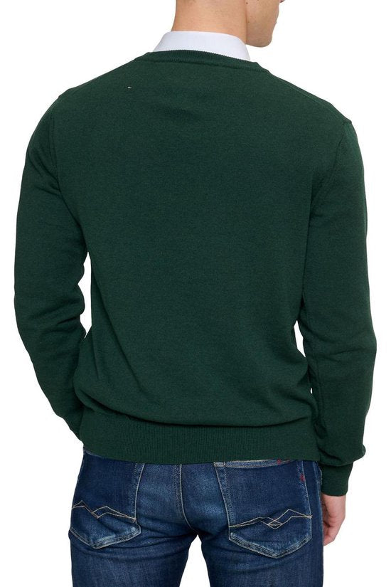 Mario Russo Pullover - Donkergroen - Maat XL - Italiaanse Schnitt - 85% Katoen Pullover