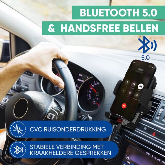Serve 2in1 Bluetooth FM Transmitter & Telefoonhouder Auto - Carkit voor Muziek - Telefoonhouders Auto Accessoires - Ventilatie Houder