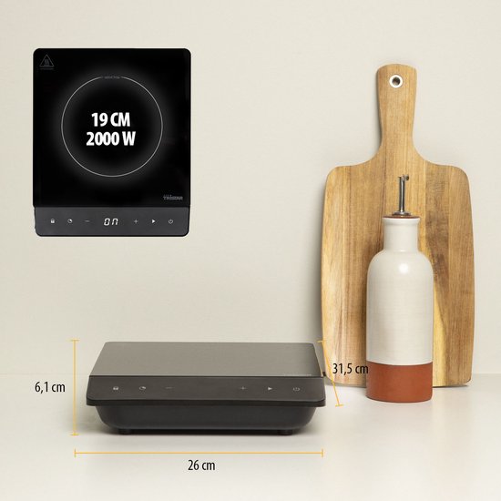 Tristar Luxe Inductiekookplaat 2000W - IK-6161 - 1 Kookzone - Timer tot 180 min - Zwart