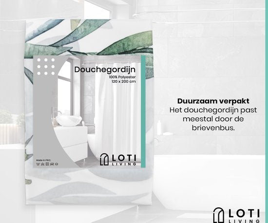 Loti Living Douchegordijn Anti Schimmel – Hangplant - Inclusief ringen – Waterdicht - Polyester - Douchegordijn 120x200 cm