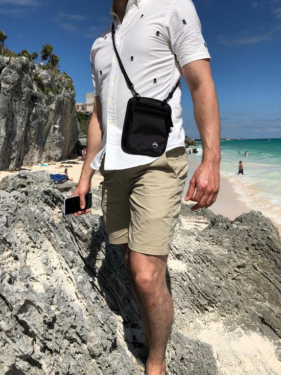 Groene Berg Nektasje met RFID – Paspoorthouder & Reisportemonnee – Anti-Diefstal Travel Wallet – Zwart