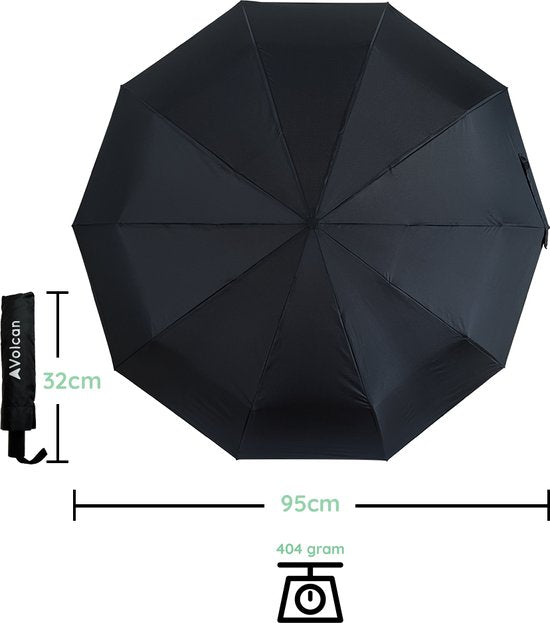 Volcan Stormparaplu Opvouwbaar - Stormparaplu's - Inklapbaar - Ø 110 cm - Windproof tot 100km p/u - Grote Paraplu - Automatisch - Zwart