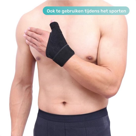 LBB - Vingerspalk - Voor duim - Onze size - Zwart - Verharde spalk - Staal frame - Vingerbrace - Duimspalk - Duimbrace rechts - Spalk