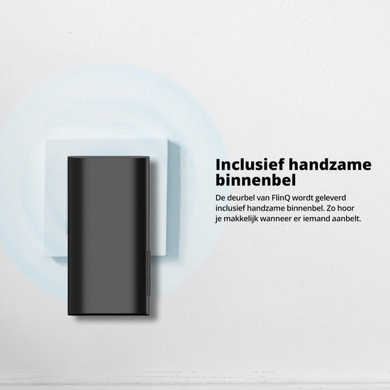 FlinQ Slimme Deurbel - Deurbel Draadloos - Deurbel met Camera - Incl Gong - 1080P HD - Zwart