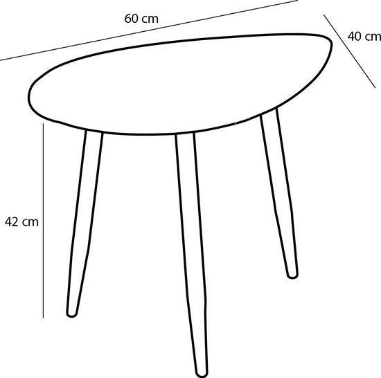 Mica Decorations Bijzettafel - Set van 2 - L80 x B60 x H47 cm - Metaal - Zwart