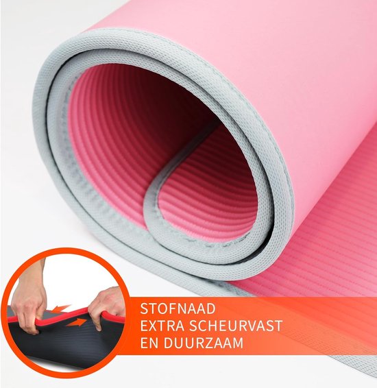 DH FitLife Trainingsmat, fitnessmat, sportmat, 183 x 61 x 1 cm, extra scheurvast, yogamat, antislip en dik, trainingsmat (roze)