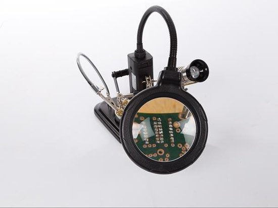 Velleman Multifunctionele derde hand met vergrootglas en soldeertools, ideaal voor precisiewerk met ledloeplamp
