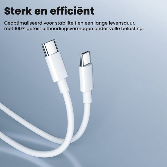 USB C Oplader - 40W - met 2x USB C naar USB C kabel - Snellader - 2 Oplaadpoorten - Wit - van Faas