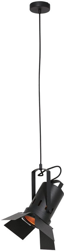 Hanglamp Carré 3379ZW – zwarte industriële lamp, staal, hoogte verstelbaar van 30-150 cm, Mexlite