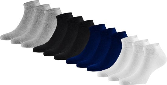 Bamboo Elements - Sneakersokken 12-Paar - Assorti – 43-46 - Bamboe Sokken – Sneakersokken Heren – Sneakersokken Dames - Sneaker Sokken