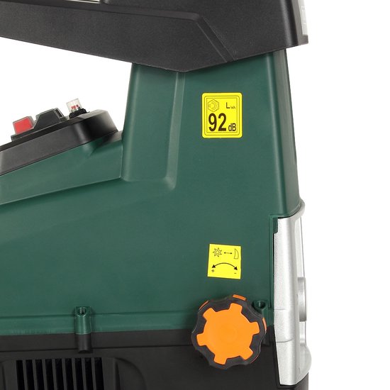 Gardebruk – Stille Hakselaar Versnipperaar – 3100 W – Voorzien Van Stalen Roller En 2 Opvangzakken Van 60 Liter En Omkeerfunctie – Voor Takken Tot 44 mm – Zwart En Groen Metaal En Kunststof