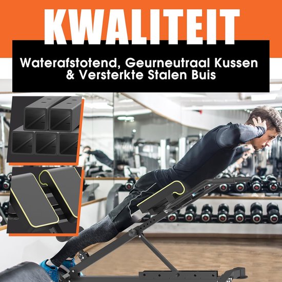 DH FitLife 5-in-1 Hyperextension Roman Chair voor Buik- en Lendetraining, Verstelbaar tot 150 kg, Multifunctionele Bank voor Curls en Gewichten
