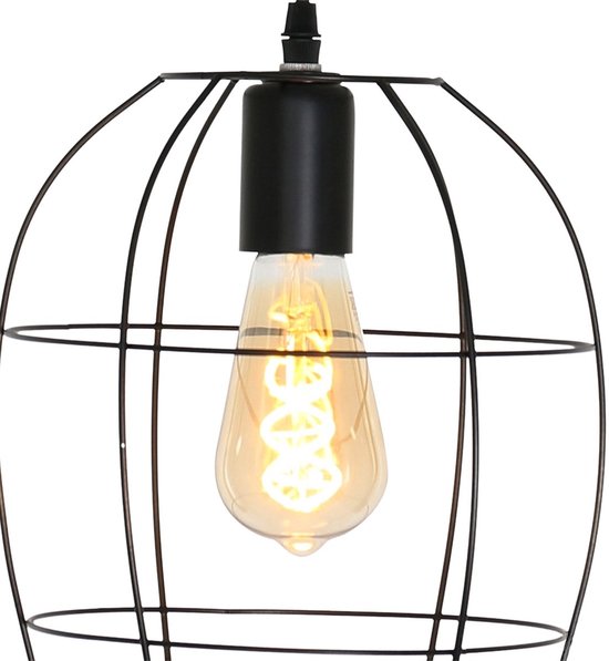 Hanglamp Minimalics 2705ZW – Zwart, verstelbaar van 35 cm tot 185 cm, Scandinavisch design, met E27 fitting, van merk Mexlite, gemaakt van metaal, kunststof en elektronica