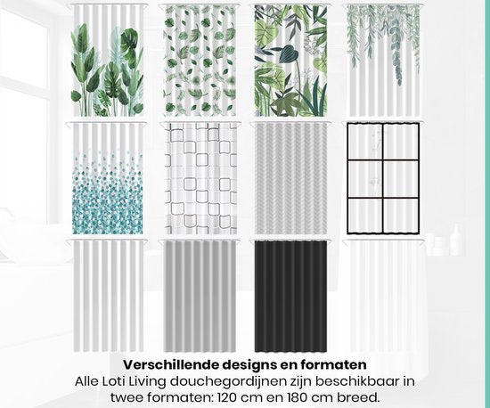 Loti Living Douchegordijn Anti Schimmel – Hangplant - Inclusief ringen – Waterdicht - Polyester - Douchegordijn 120x200 cm