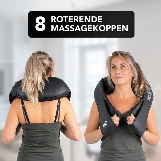 Infinity Goods Shiatsu Massagekussen - Elektrisch Nek en Rug Apparaat - Warmtefunctie met Infrarood - 8 Instelbare Massagekoppen - Massageapparaat - Zwart