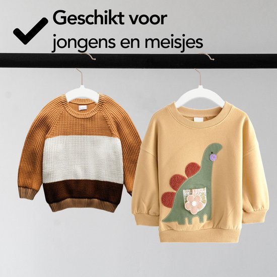Brixy 50 Baby Kledinghangers - Wit - Kinder Kledinghangers - Kleerhanger - Fluweel - Broeklat