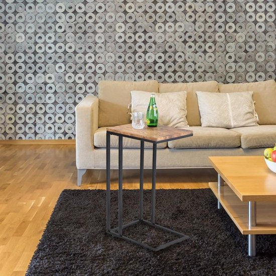 Casaria Bijzettafel op Wieltjes - 50x35x70 cm – Hout Metaal Zwart