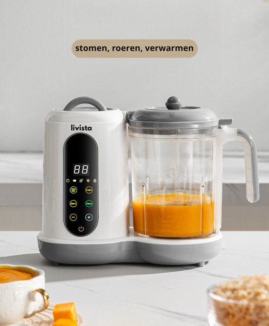 Livista® - Baby Blender en Stoomkoker – Grote Capaciteit – Babyvoeding Verwerkingsmachine – Stomen, Mixen en Verwarmen – Voor Gezonde Babyvoeding