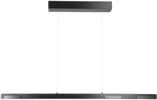 Hanglamp Bloc 3296ZW Zwart Hoogteinstelbaar van Glas en Metaal - Steinhauer, 120 cm met LED Module en Dimbaarheid