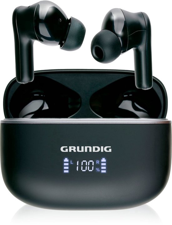 Grundig Draadloze Oordopjes - Bluetooth Oordopjes - Noise Cancelling ANC+ENC - Draadloze Oortjes - Oplaadcase met LED-Display - BT 5.3 - Batterijduur 25 Uur