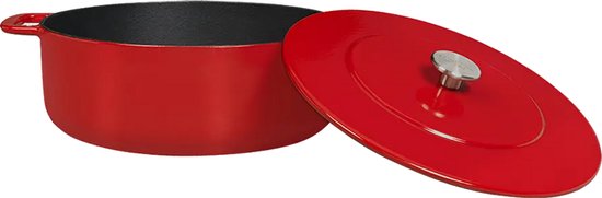 Combekk Gietijzeren Braadpan Ø28cm - 100% Gerecycled - PFAS vrij - Geschikt voor Inductie - 5,3L -Rood