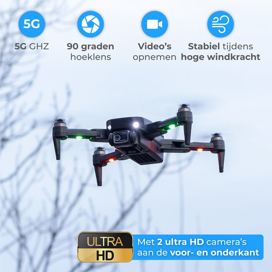 Nuvance - Drone met Camera en GPS - 1080p Mini Camera - Inclusief Opbergtas en 2 Accu's